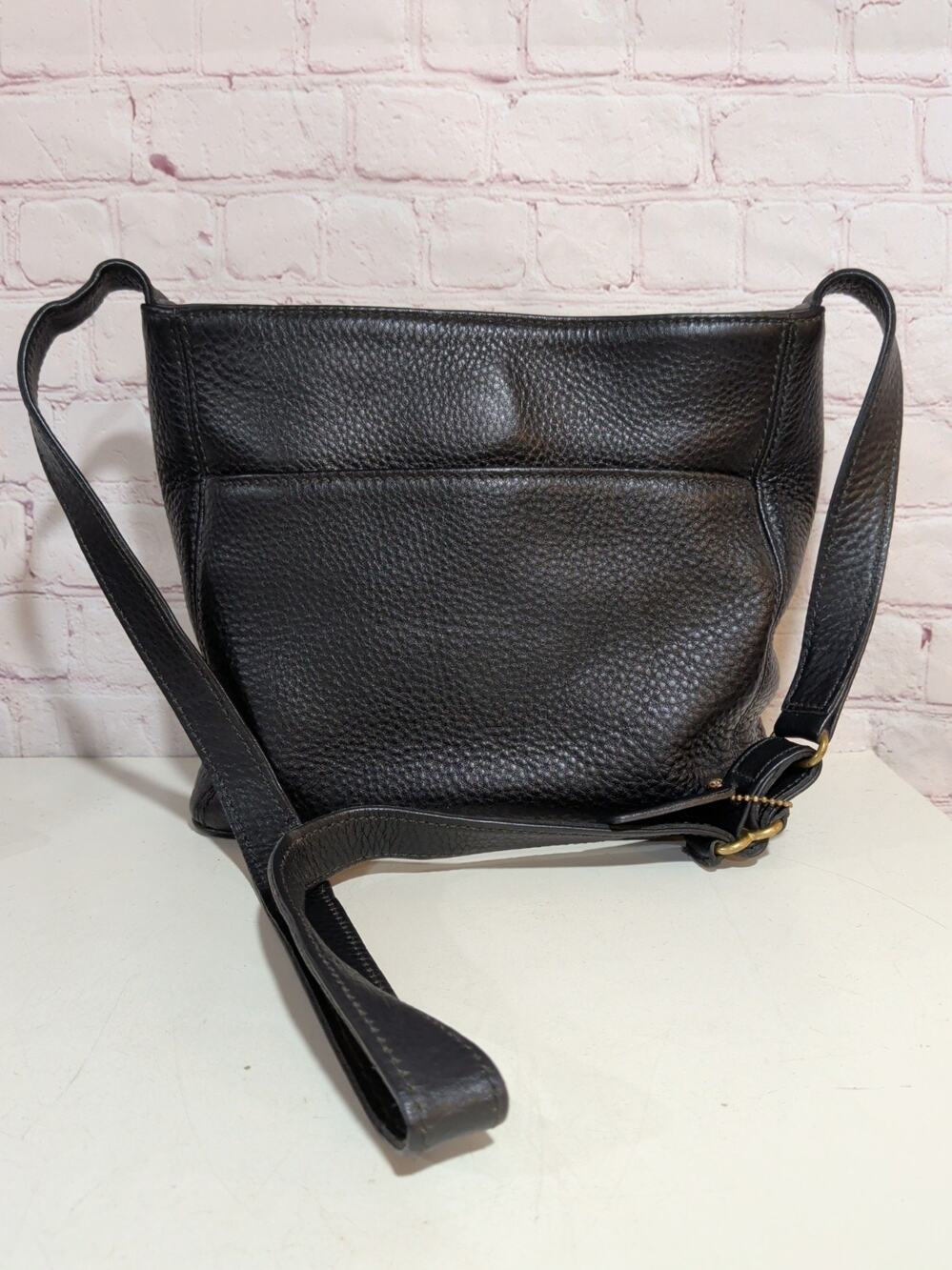 Vintage Coach Sonoma Black Pebbled Leather Shoulder Crossbody Bag 4924 Dust Bag